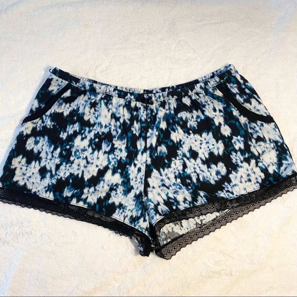 Simply Vera Blue & White Tie Dye Pajama Sleep Shorts Size XL Comfy Lounge